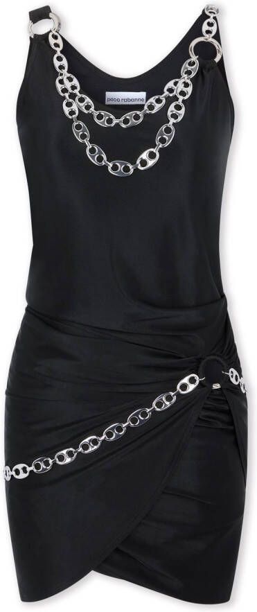 Rabanne Mini-jurk verfraaid met ketting Zwart