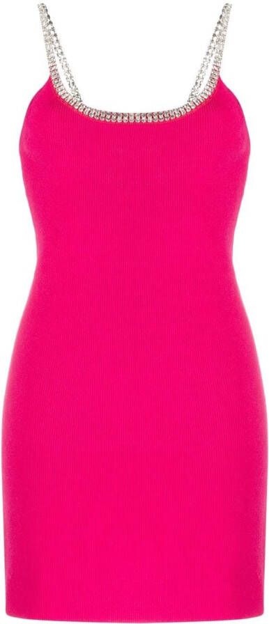 Rabanne Mini-jurk met afwerking van stras Roze