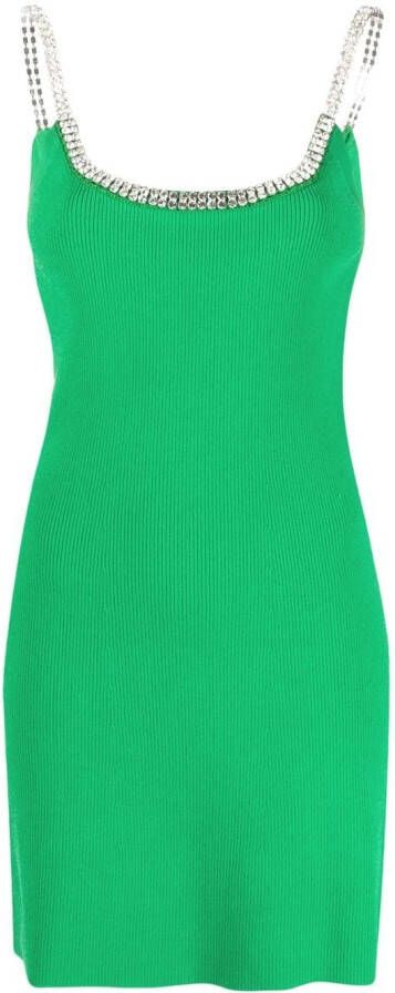 Rabanne Mini-jurk met afwerking van stras Groen