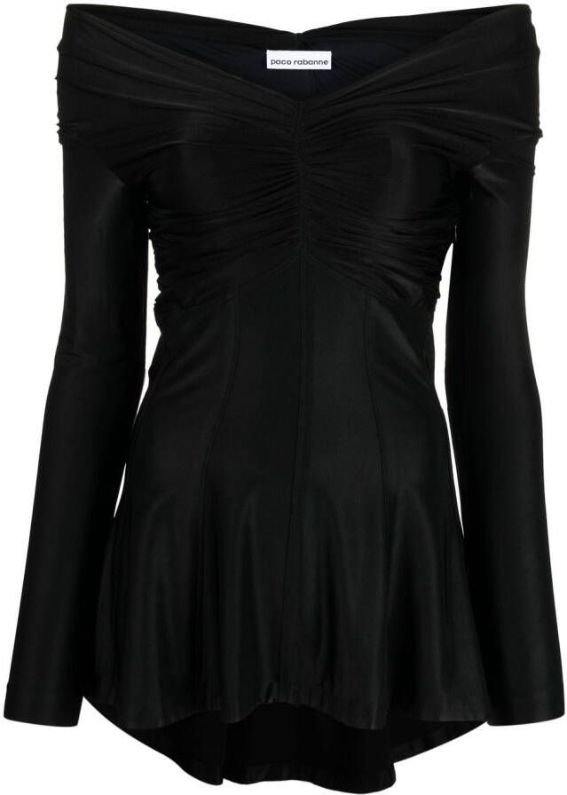 Rabanne Off-shoulder top Zwart