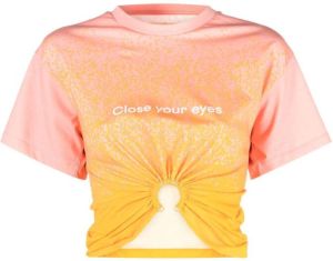 Paco Rabanne T-shirt met gesmockt detail Roze