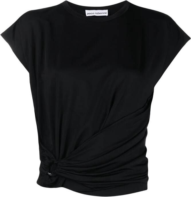 Rabanne T-shirt met wikkel-effect Zwart