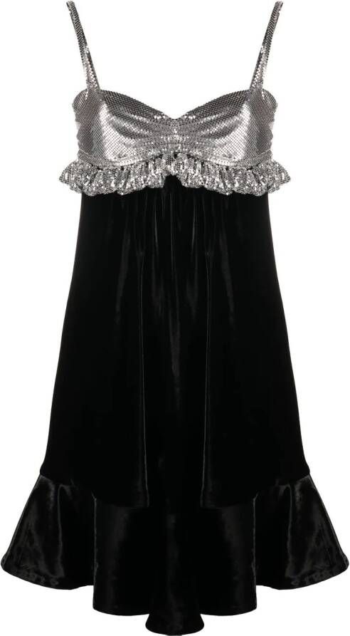 Rabanne Tweekleurige mini-jurk Zwart