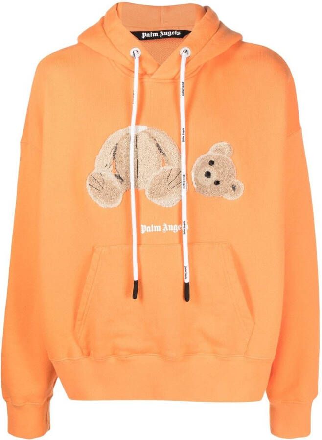 Palm Angels Hoodie met geborduurde beer Oranje