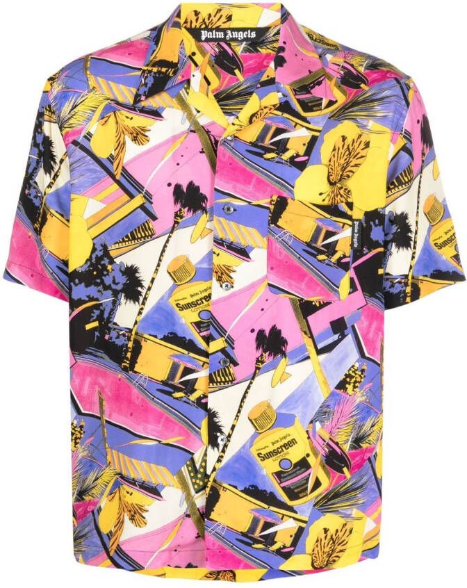 Palm Angels Bowlingshirt met print Roze