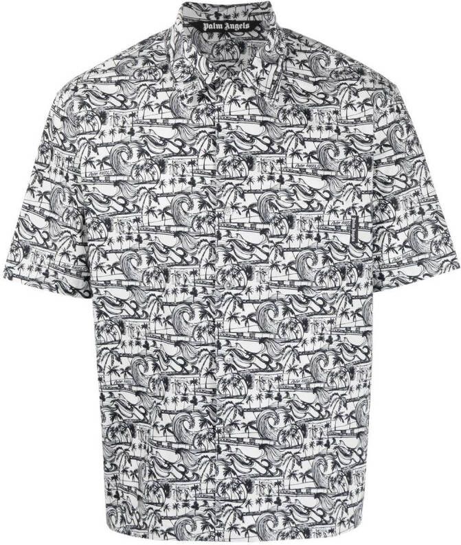 Palm Angels Bowlingshirt met print Wit