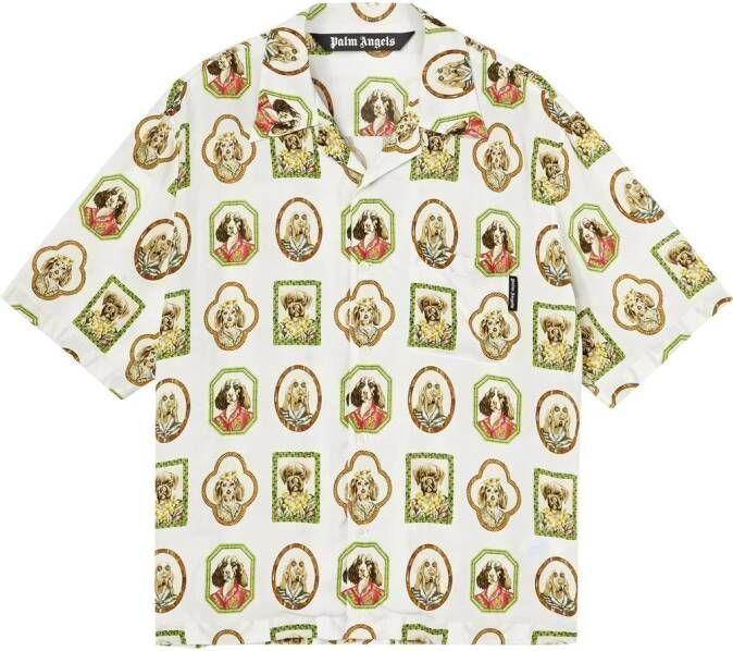 Palm Angels Bowlingshirt met print Wit