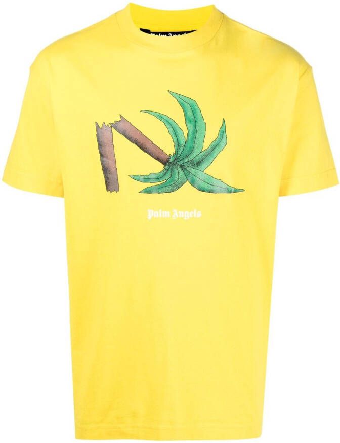 Palm Angels T-shirt met print Geel