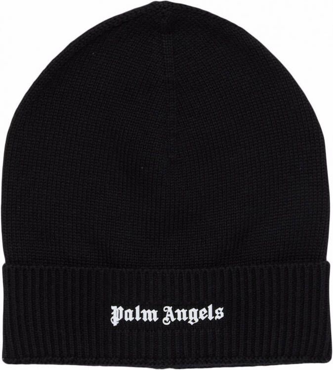 Palm Angels Muts met geborduurd logo Zwart