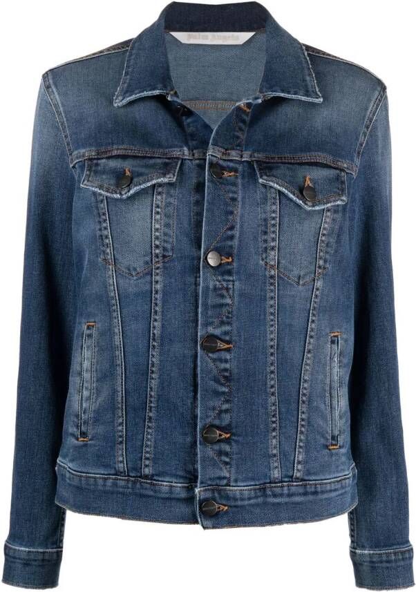 Palm Angels Denim jack Blauw