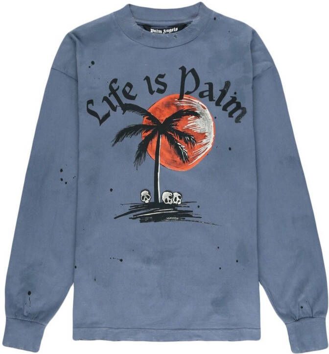 Palm Angels Sweater met grafische print Blauw