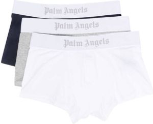 Palm Angels Drie boxershorts met logoprint Blauw