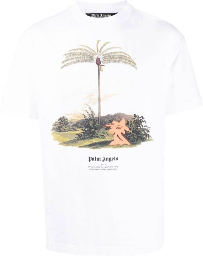 Palm Angels Bedrukt T-shirt White Heren