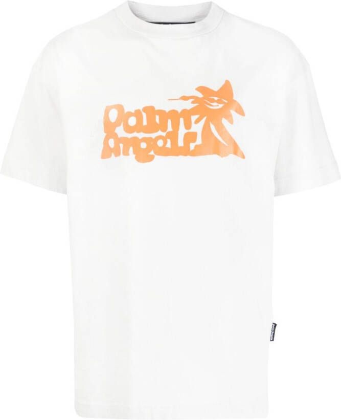 Palm Angels Katoenen T-Shirt met Grafische Print Grijs Heren