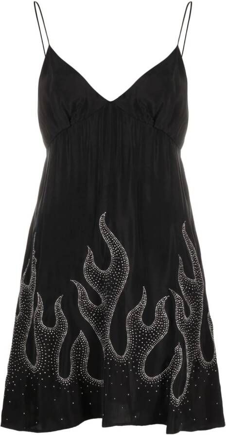 Palm Angels Mini-jurk met vlammenprint Zwart