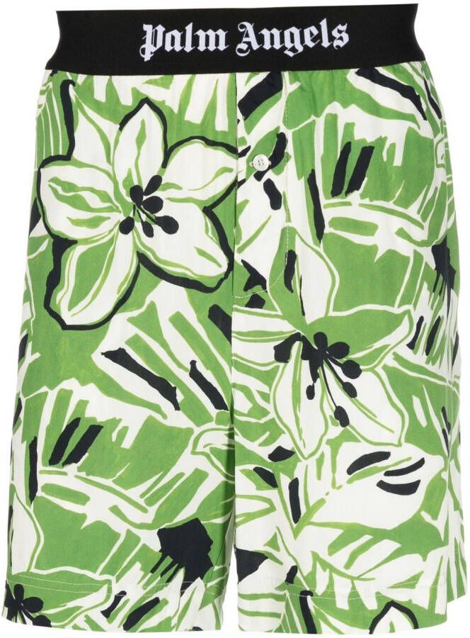 Palm Angels Shorts met bloemenprint Groen