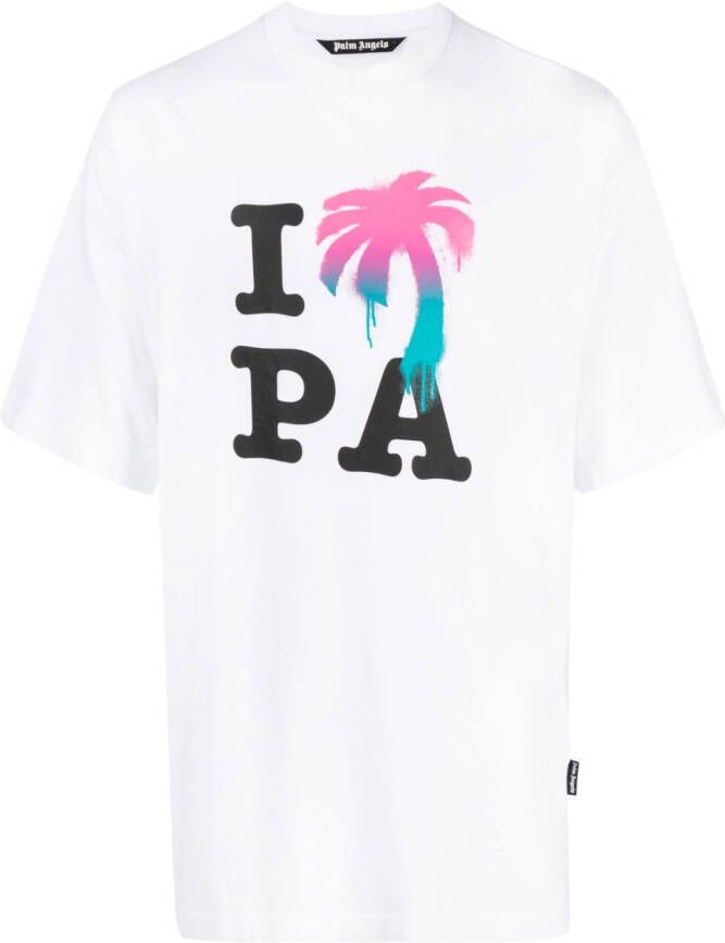 Palm Angels T-shirt met logoprint Wit