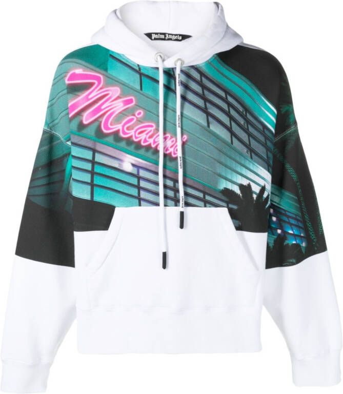 Palm Angels Hoodie met print Wit