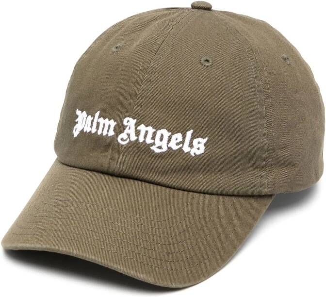 Palm Angels Honkbalpet met geborduurd logo Groen