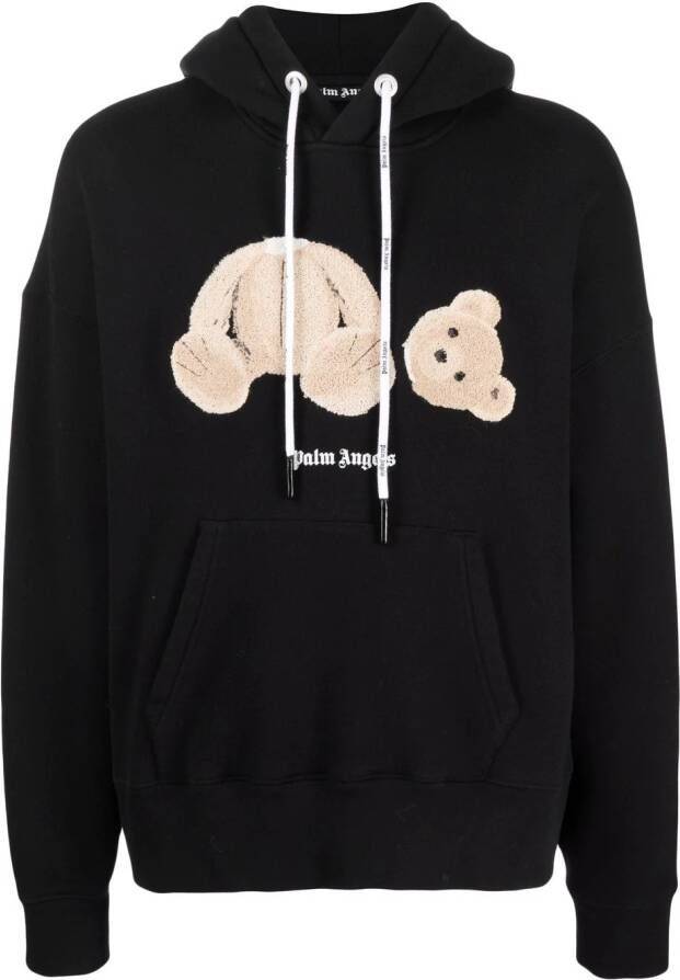 Palm Angels Hoodie met beerpatroon heren katoen XXL Zwart