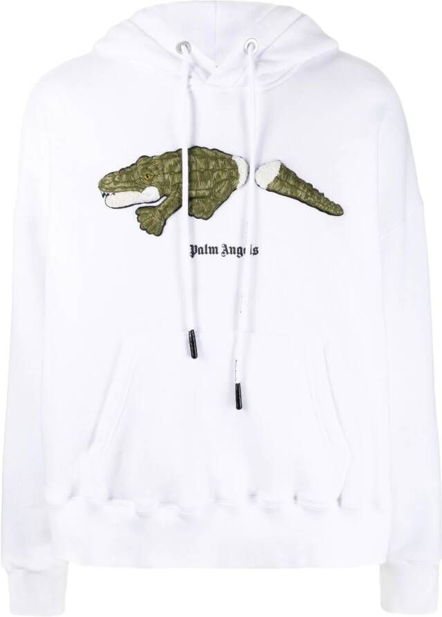 Palm Angels Hoodie met krokodillenprint Wit