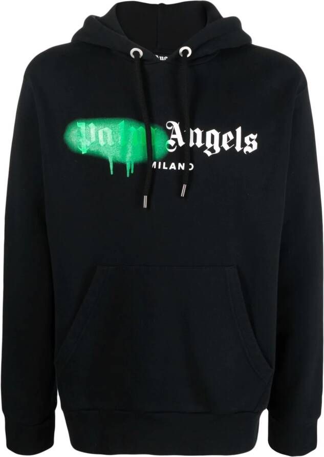 Palm Angels Hoodie met logoprint Zwart