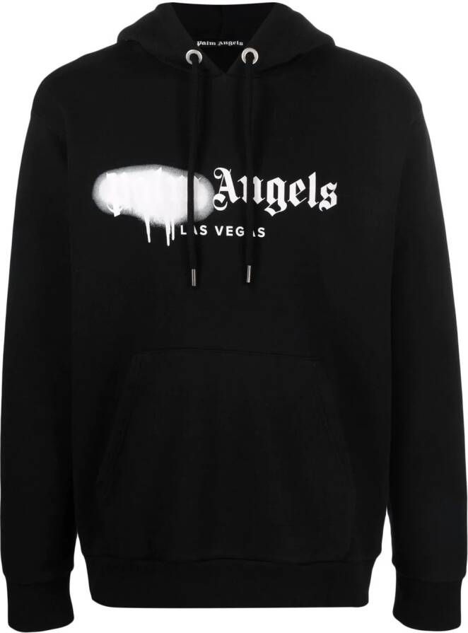 Palm Angels Hoodie met logoprint Zwart