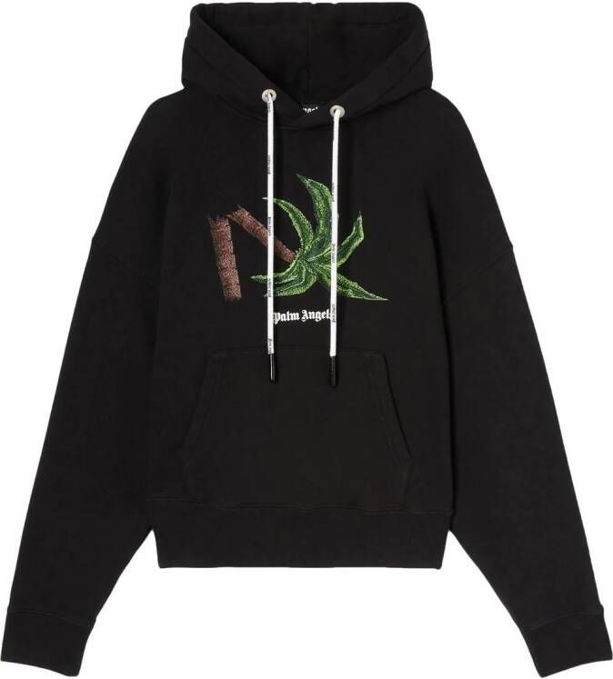 Palm Angels Hoodie met print Zwart