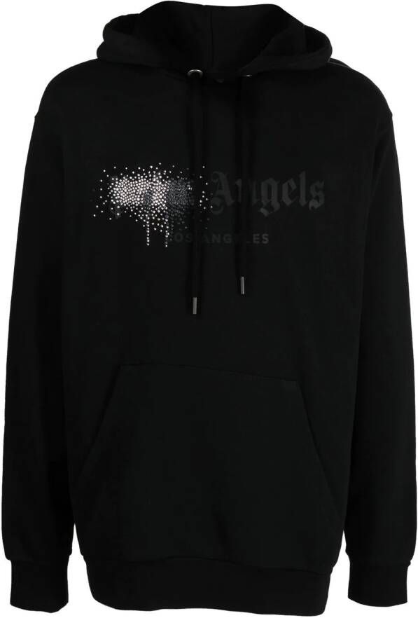 Palm Angels Hoodie verfraaid met stras Zwart