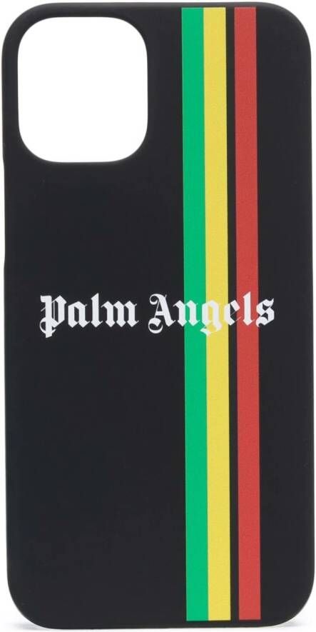 Palm Angels iPhone 12 gestreept hoesje Zwart