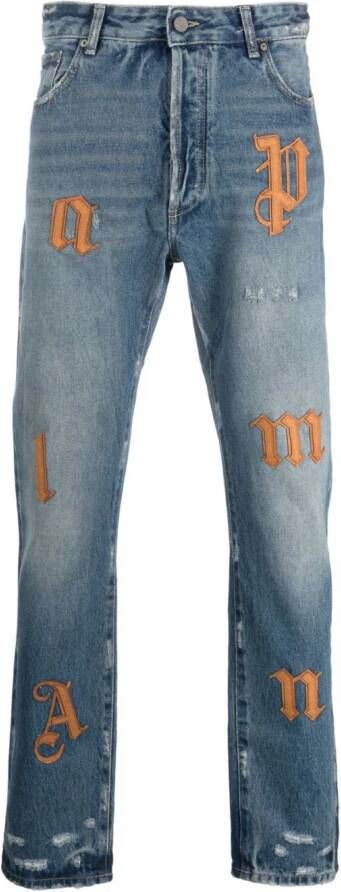 Palm Angels Jeans met logopatch Blauw