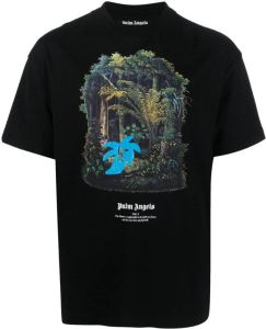 Palm Angels jungle-print organic cotton T-shirt Zwart