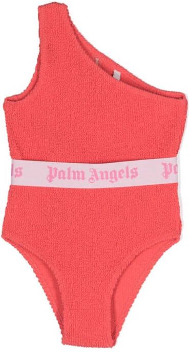 Palm Angels Kids Asymmetrisch badpak met logoband Roze