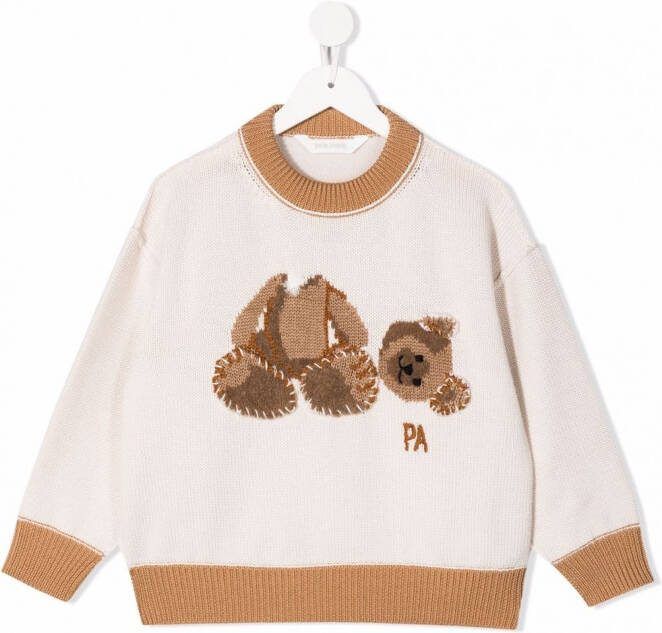 Palm Angels Kids Intarsia trui Beige