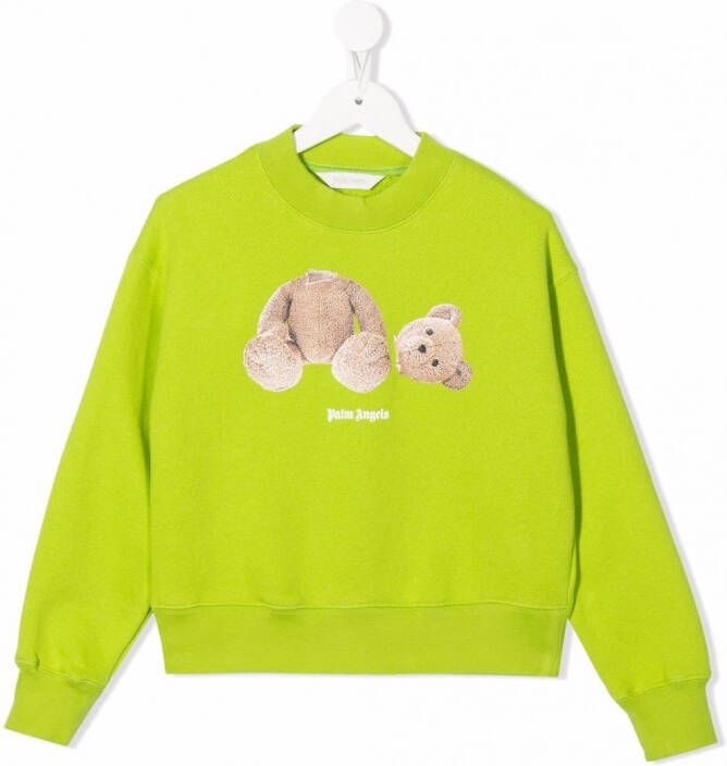 Palm Angels Kids Sweater met teddybeerprint Groen