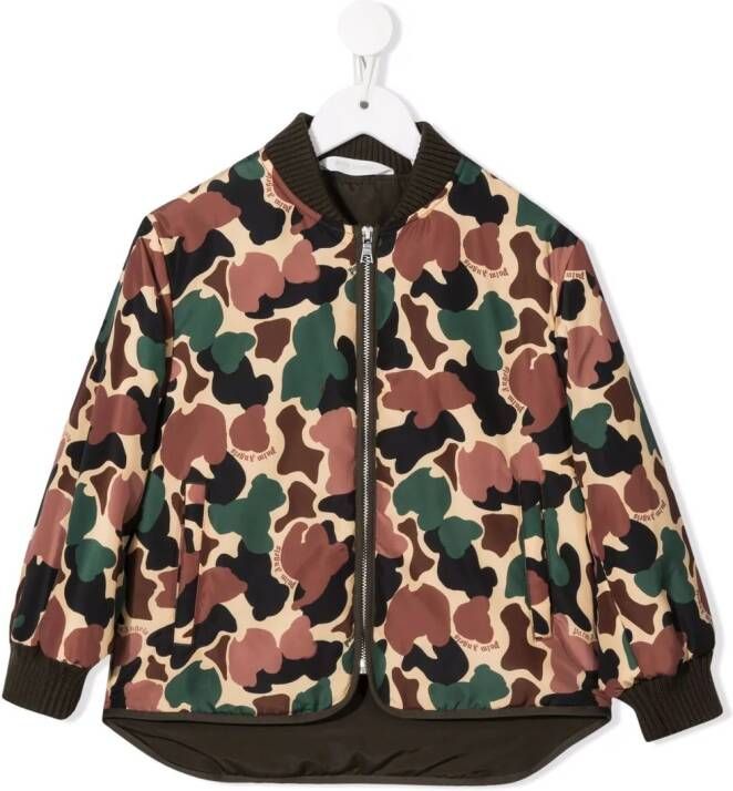 Palm Angels Kids Bomberjack met camouflageprint Groen