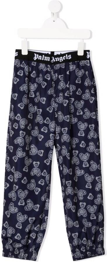 Palm Angels Kids Broek met logoband Blauw