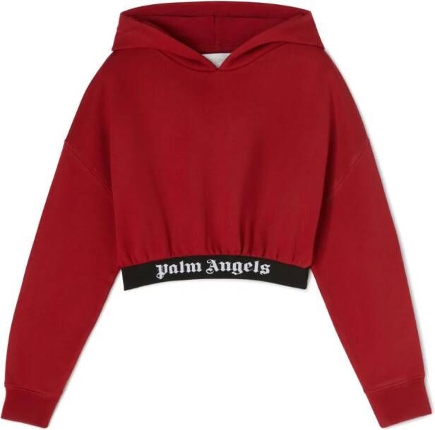 Palm Angels Kids Cropped hoodie Rood