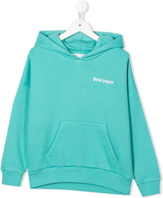 Palm Angels Kids Hoodie met logoprint Blauw