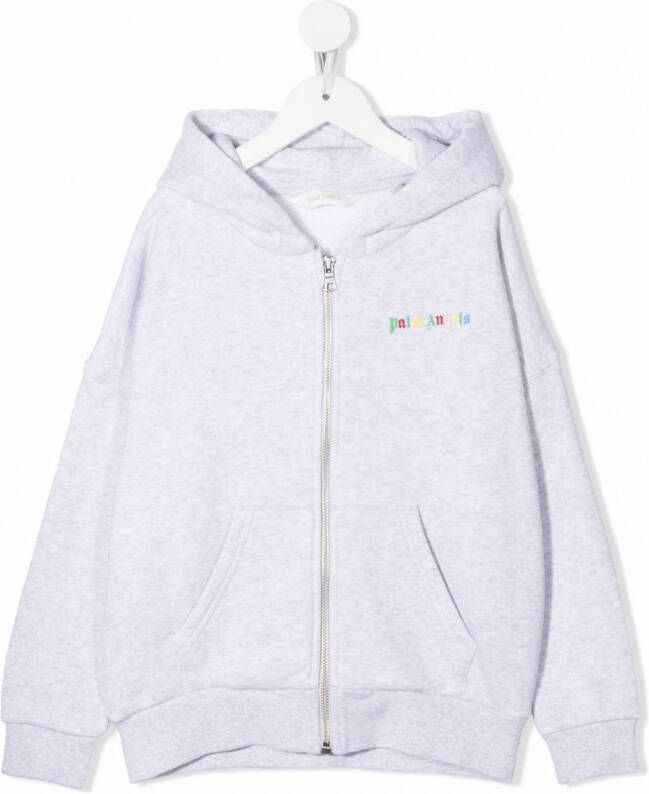 Palm Angels Kids Hoodie met logoprint Grijs