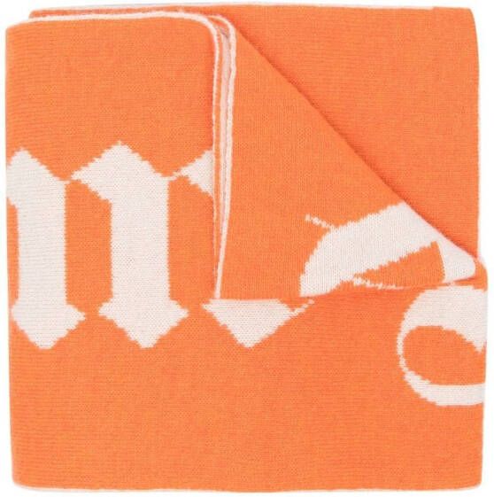 Palm Angels Kids Intarsia gebreide sjaal Oranje
