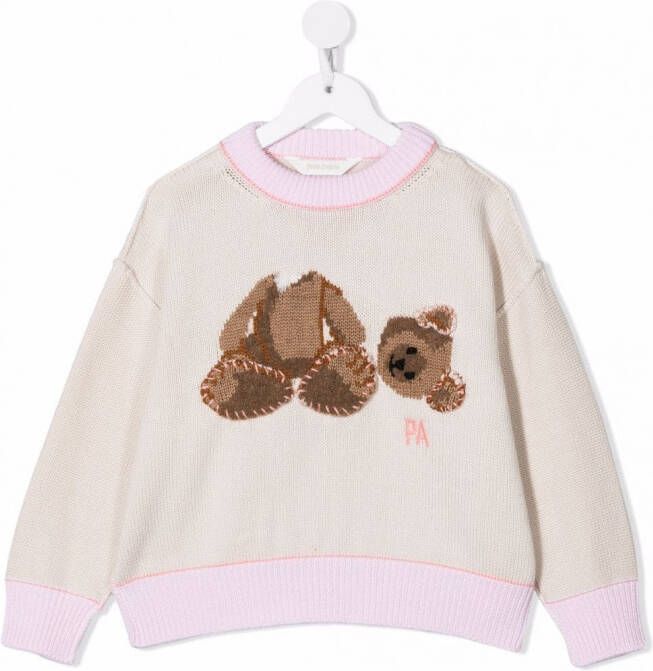 Palm Angels Kids Intarsia trui Beige