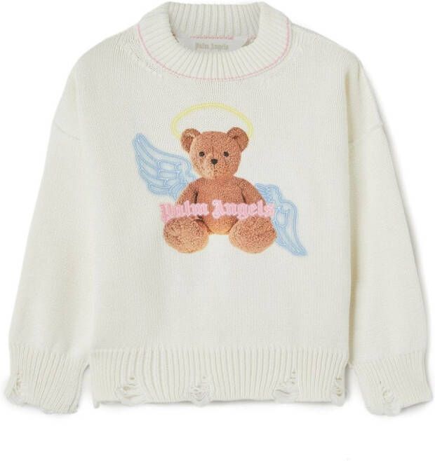 Palm Angels Kids Katoenen sweater met print Wit