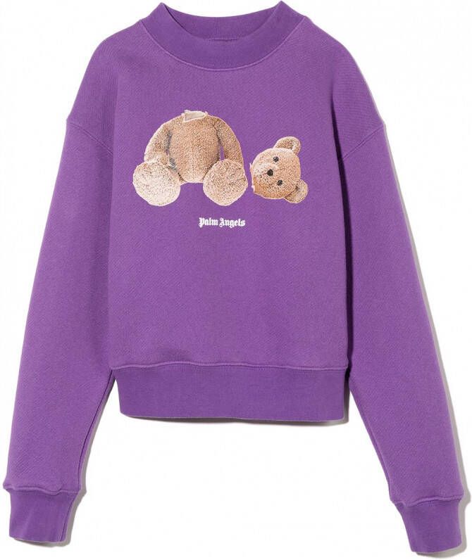 Palm Angels Kids Katoenen sweater Paars