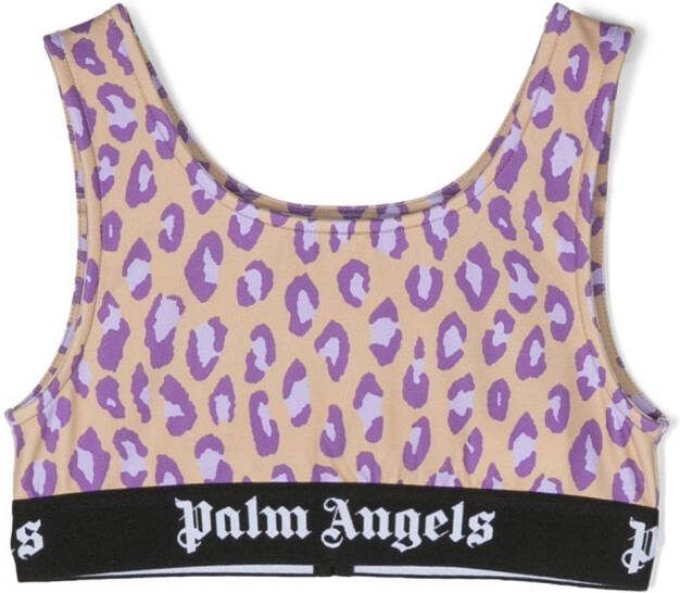 Palm Angels Kids Sporttop met luipaardprint Beige