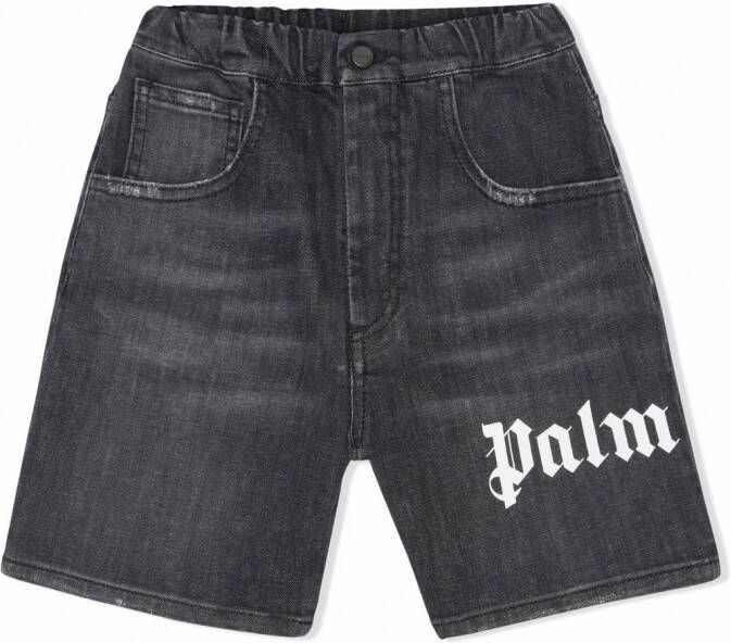 Palm Angels Kids High waist shorts Zwart