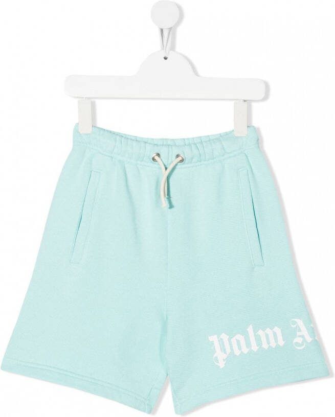 Palm Angels Kids Trainingsshorts met logoprint Blauw