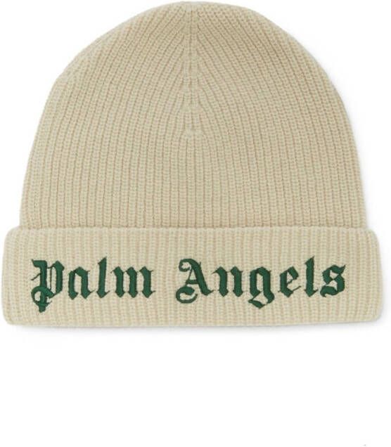 Palm Angels Kids Muts met geborduurd logo Beige