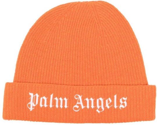 Palm Angels Kids Muts met geborduurd logo Oranje