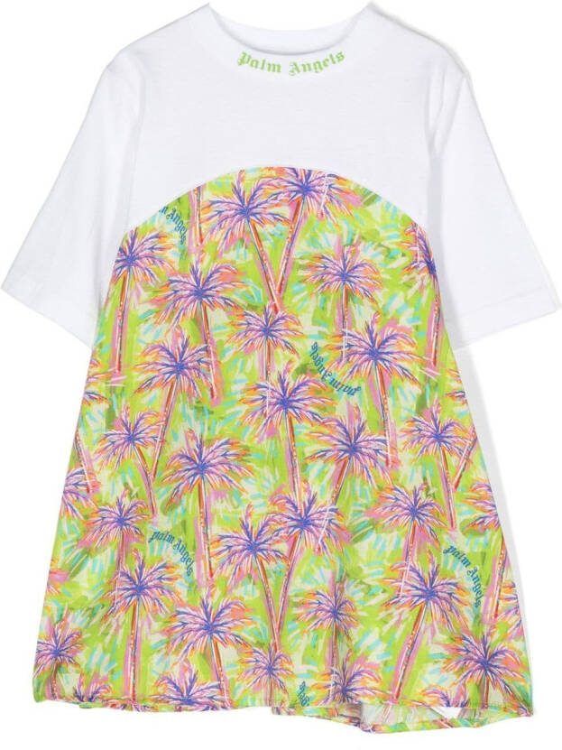Palm Angels Kids T-shirtjurk met palmboomprint Wit